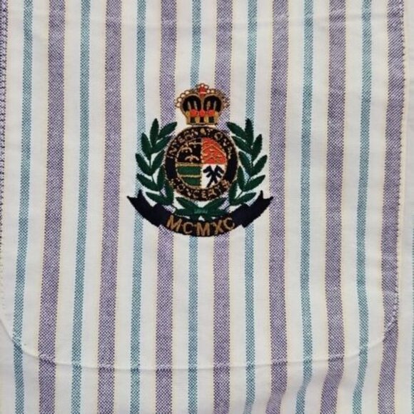 Vintage INC International Concepts Shirt Men's Small White Purple Striped Cotton - Picture 9 of 15